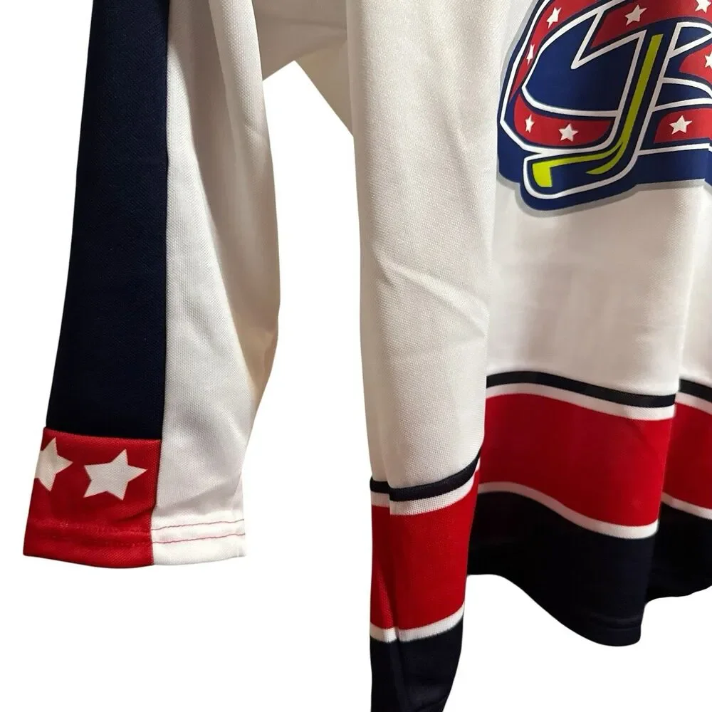 NWT Authentic‎ Ccm Columbus Blue Jackets Jersey Boys XL Mic 90s Vintage White